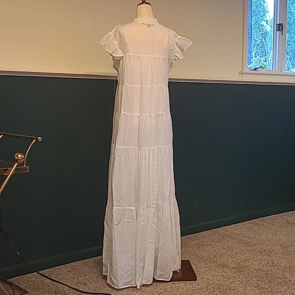 NWT BOSTON PROPER white tiered shift maxi dress - Picture 3 of 13